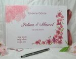Gästebuch Hochzeit personalisiert Kirschblüten Rosa Aquarell